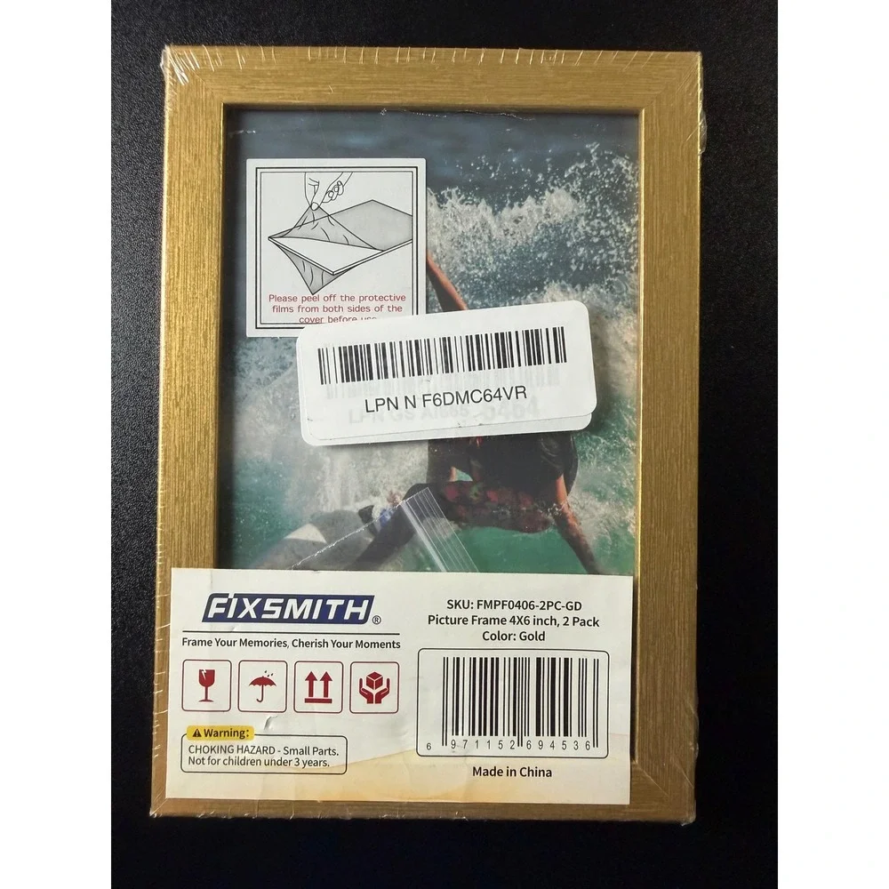 Fixsmith Gold Picture Frame 4x6 Inch Modern Photo Frame 2 Pack FMPF0406-2PC SJ2